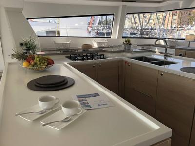 Galley of Kos 54.Cat, a Bali 5.4 catamaran at Municipal Unit of Lefkada, Greece