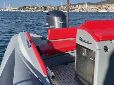 Deck of Adrenalina, a Lomac 750 motorboat at Grad Šibenik, Croatia