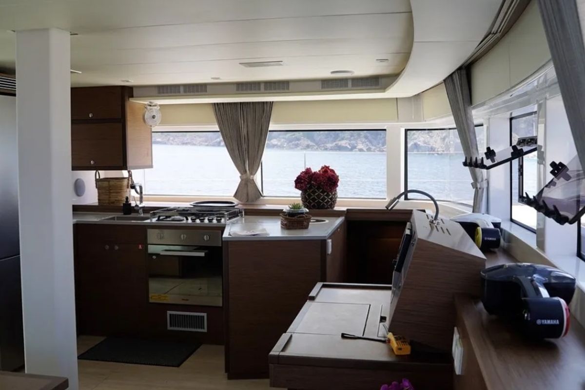 Galley of Blue Velvet, a Lagoon 52 F catamaran at Municipal Unit of Lefkada, Greece
