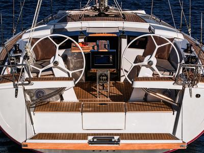 Cockpit of Sunny Day, a Hanse Yachts Hanse 388 sailboat at Grad Kaštela, Croatia
