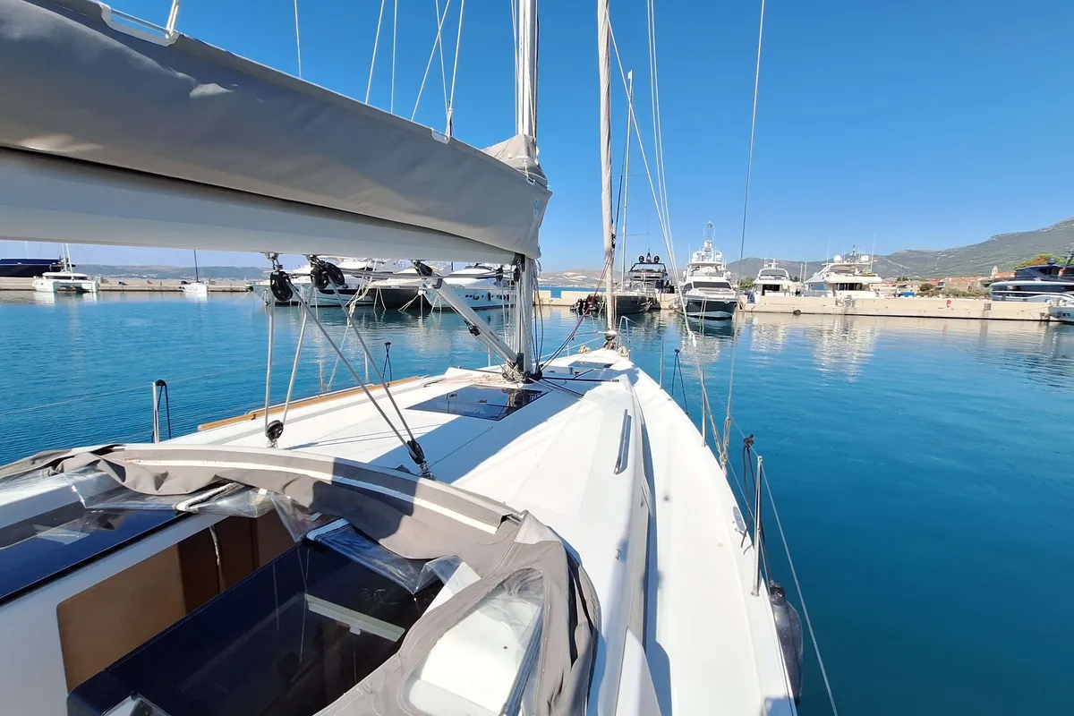 Sunny Day, a Hanse Yachts Hanse 388 sailboat at Grad Kaštela, Croatia