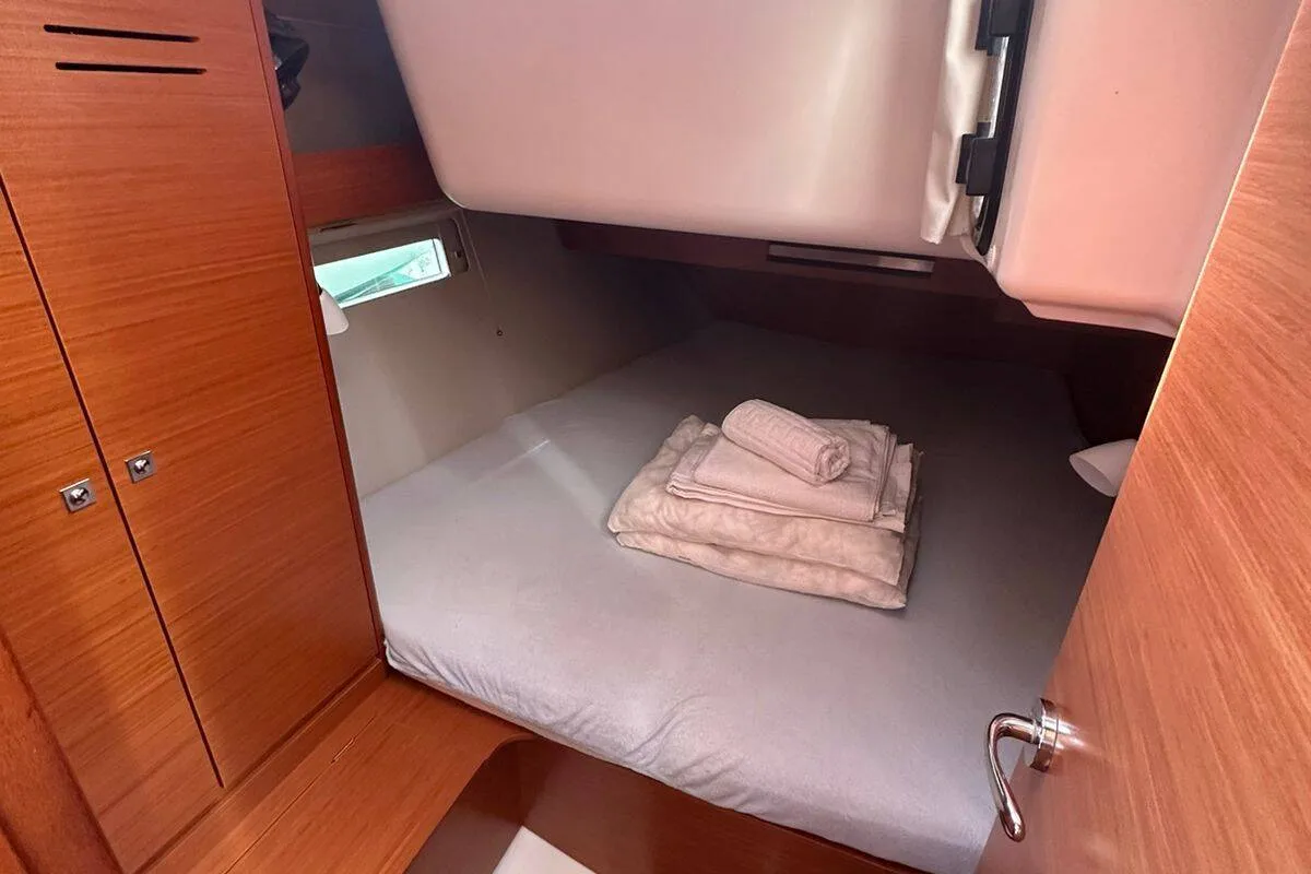 Cabin on INO, a Dufour 390 Grand Large sailboat at Athens, Greece