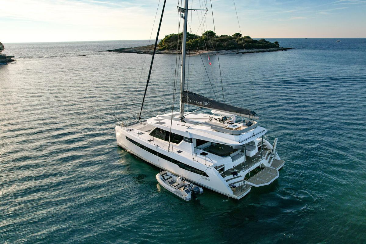Exterior view of Solaia, a Leopard 50 catamaran at Općina Sukošan, Croatia