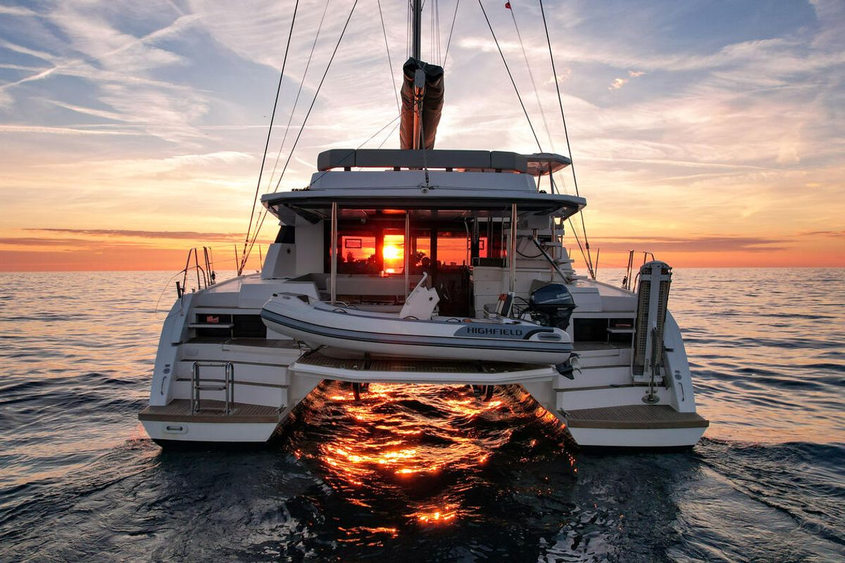 Exterior view of Solaia, a Leopard 50 catamaran at Općina Sukošan, Croatia