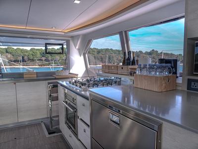 Galley of Solaia, a Leopard 50 catamaran at Općina Sukošan, Croatia