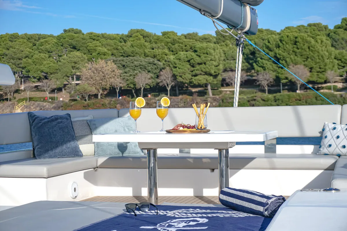 Deck of Solaia, a Leopard 50 catamaran at Općina Sukošan, Croatia