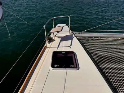 Deck of MADININA, a Lagoon 52F catamaran at Lavreotiki Municipal Unit, Greece