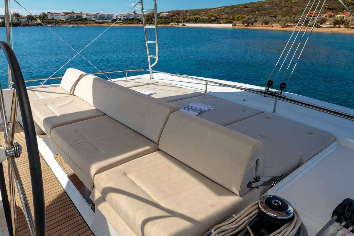 Deck of MADININA, a Lagoon 52F catamaran at Lavreotiki Municipal Unit, Greece