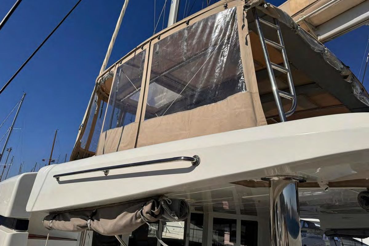 Deck of MADININA, a Lagoon 52F catamaran at Lavreotiki Municipal Unit, Greece