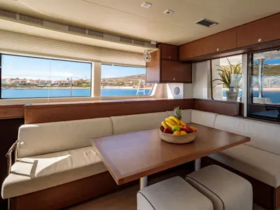Salon of MADININA, a Lagoon 52F catamaran at Lavreotiki Municipal Unit, Greece