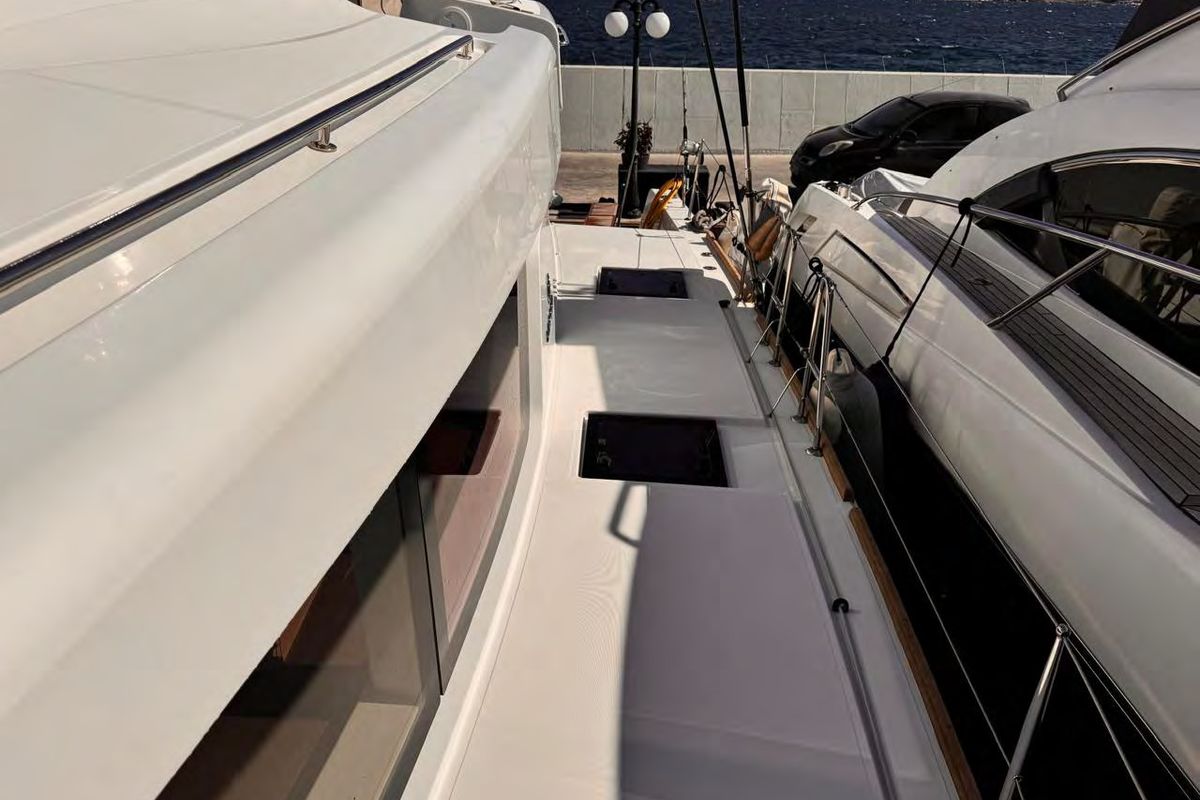 Deck of MADININA, a Lagoon 52F catamaran at Lavreotiki Municipal Unit, Greece