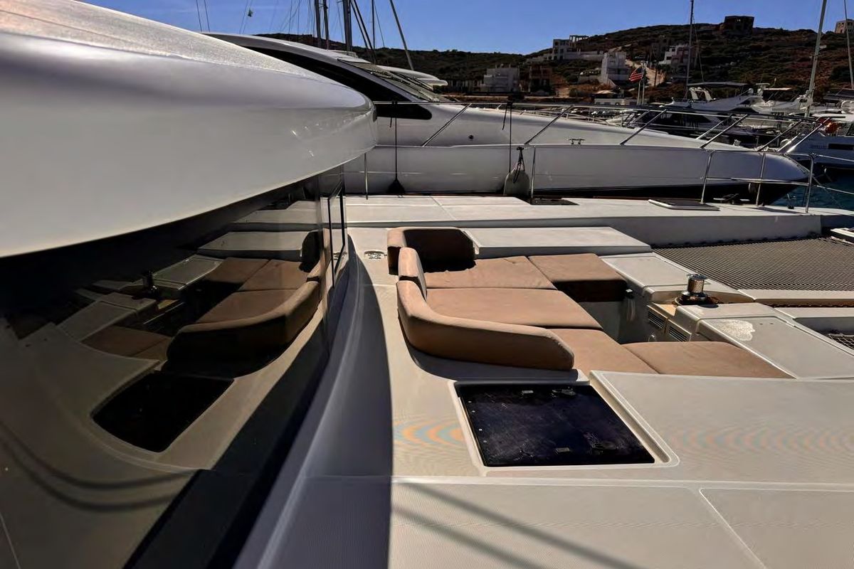 Deck of MADININA, a Lagoon 52F catamaran at Lavreotiki Municipal Unit, Greece