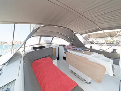 Deck of Triton, a Hanse Yachts Hanse 458 sailboat at Municipal Unit of Rhodes, Greece