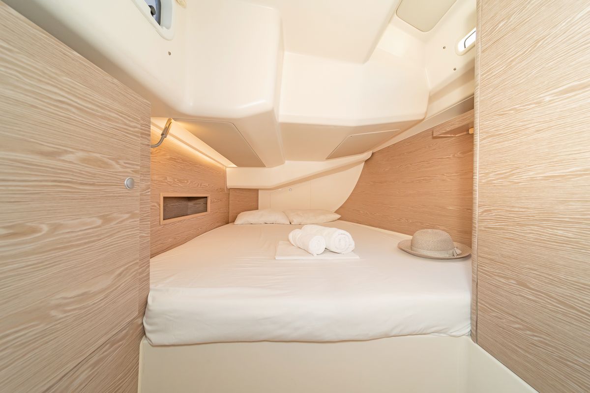 Cabin on Triton, a Hanse Yachts Hanse 458 sailboat at Municipal Unit of Rhodes, Greece