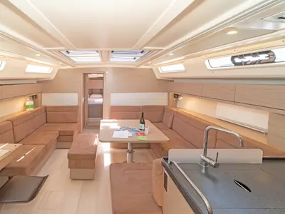 Salon of Triton, a Hanse Yachts Hanse 458 sailboat at Municipal Unit of Rhodes, Greece