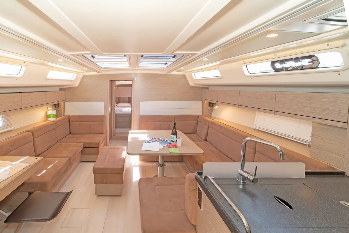 Salon of Triton, a Hanse Yachts Hanse 458 sailboat at Municipal Unit of Rhodes, Greece