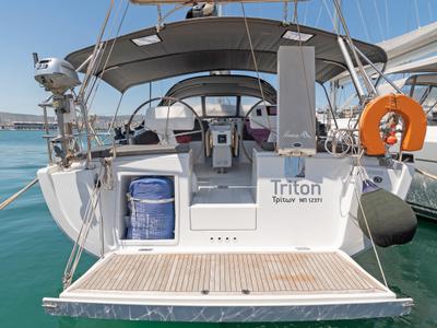 Cockpit of Triton, a Hanse Yachts Hanse 458 sailboat at Municipal Unit of Rhodes, Greece