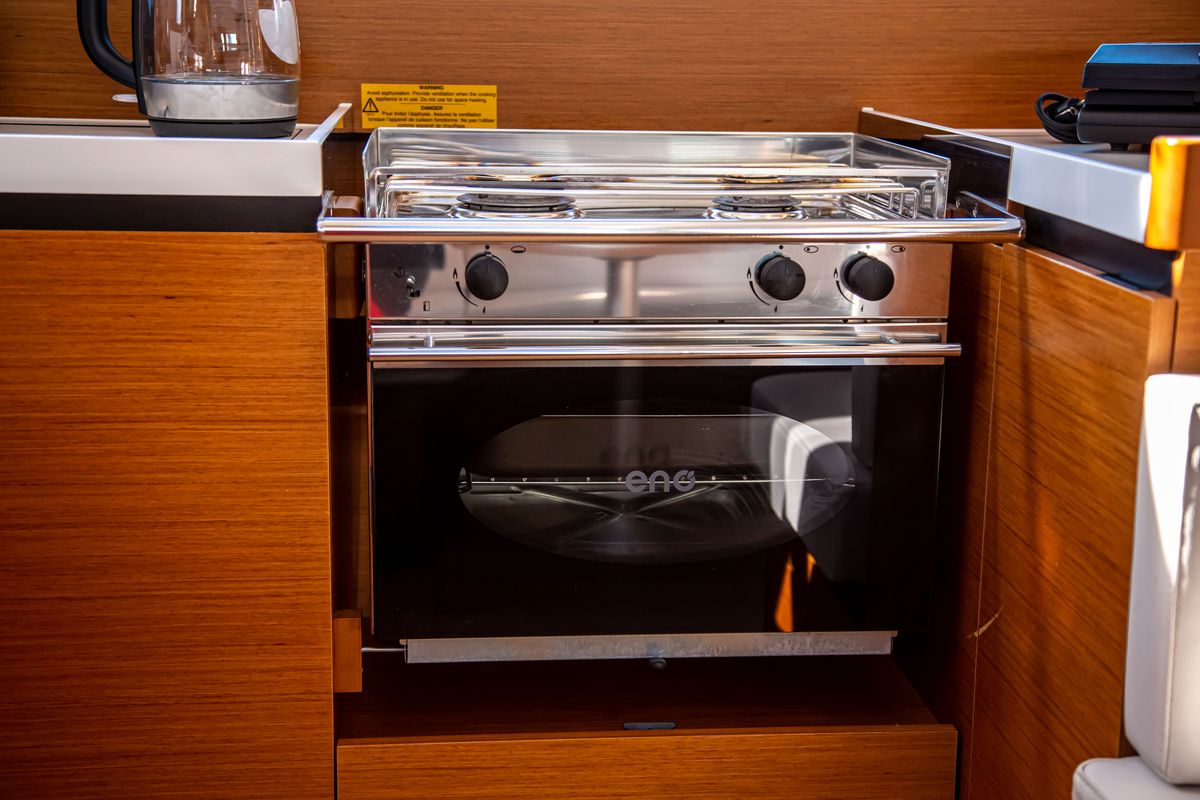 Galley of Psi Octantis, a Jeanneau Sun Odyssey 410 sailboat at Preveza, Greece