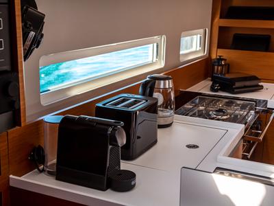 Galley of Psi Octantis, a Jeanneau Sun Odyssey 410 sailboat at Preveza, Greece