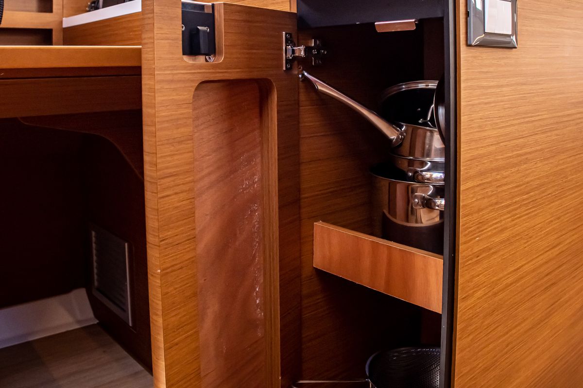 Galley of Psi Octantis, a Jeanneau Sun Odyssey 410 sailboat at Preveza, Greece