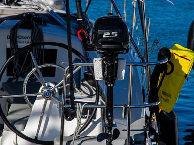 Cockpit of Psi Octantis, a Jeanneau Sun Odyssey 410 sailboat at Preveza, Greece