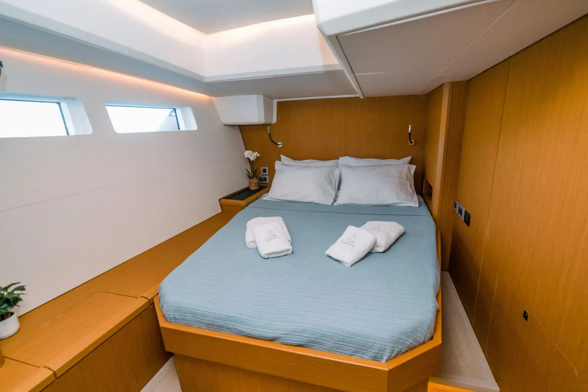 Cabin on Euphoria, a Jeanneau 60 sailboat at Municipal Unit of Nea Peramos, Greece