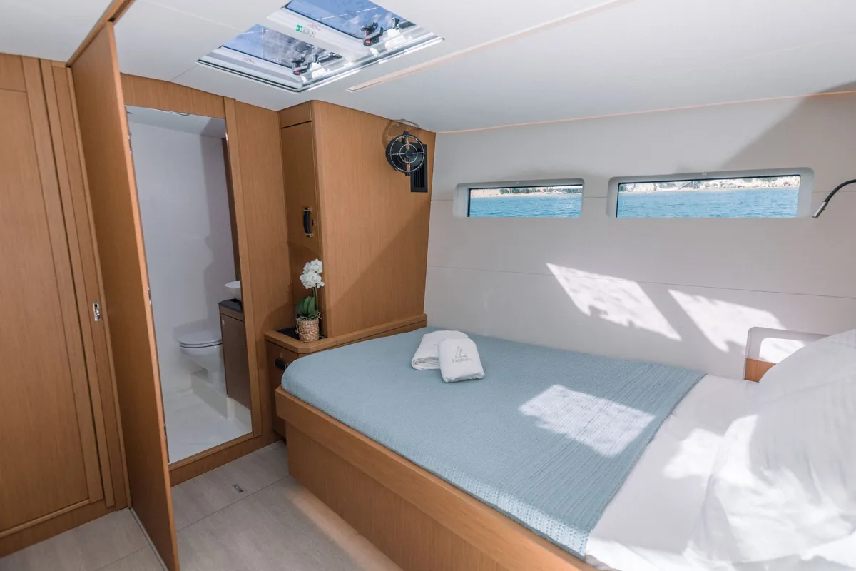 Cabin on Euphoria, a Jeanneau 60 sailboat at Municipal Unit of Nea Peramos, Greece