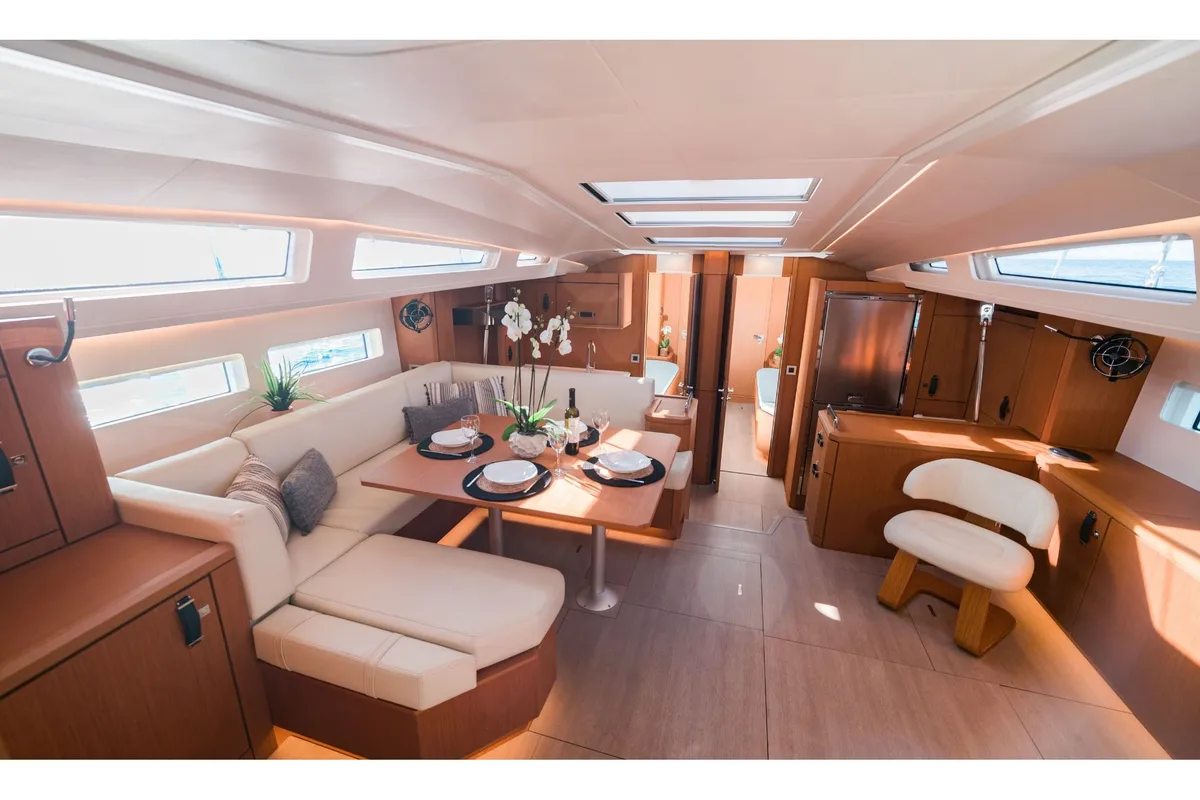Salon of Euphoria, a Jeanneau 60 sailboat at Municipal Unit of Nea Peramos, Greece