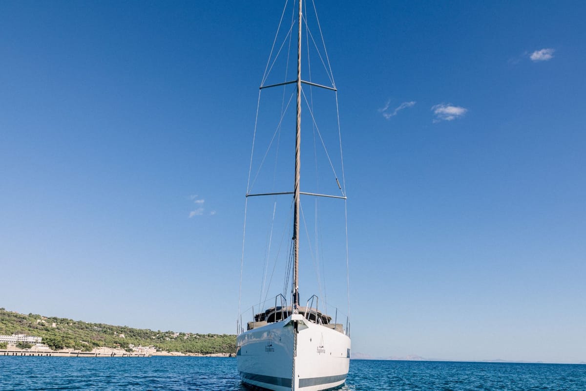 Exterior view of Euphoria, a Jeanneau 60 sailboat at Municipal Unit of Nea Peramos, Greece