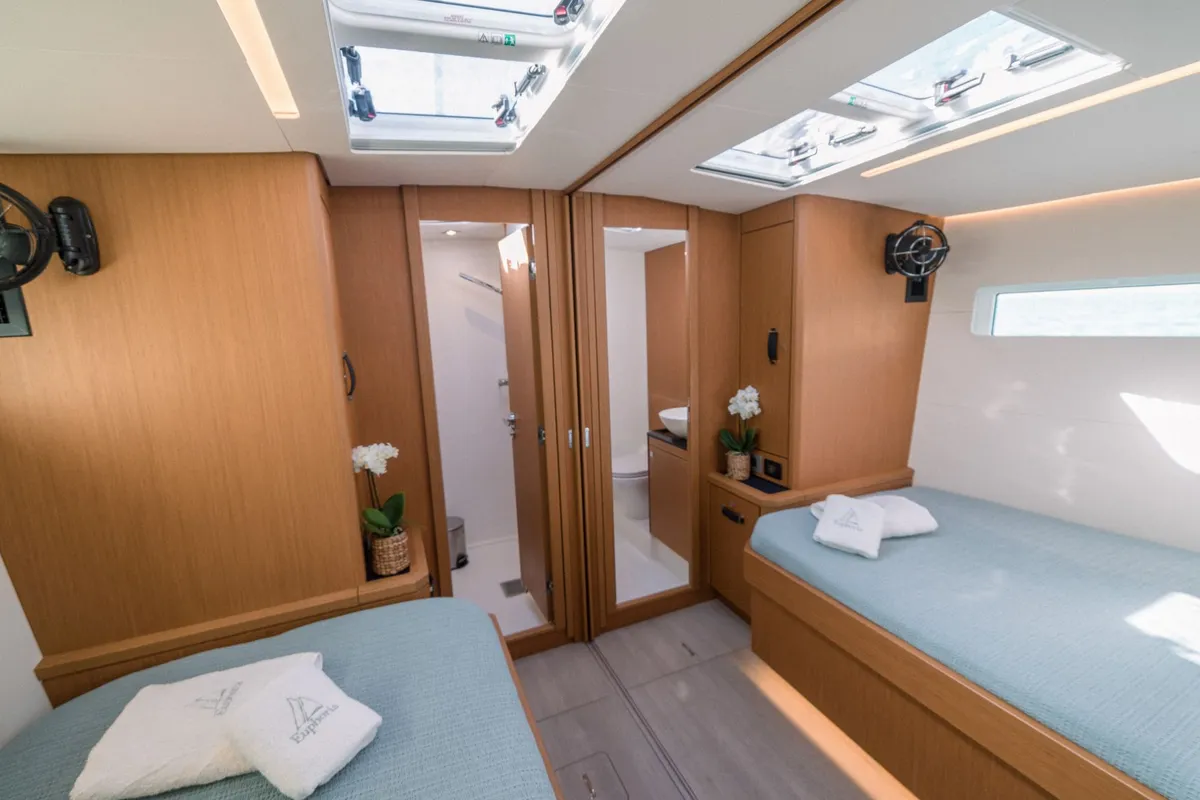 Cabin on Euphoria, a Jeanneau 60 sailboat at Municipal Unit of Nea Peramos, Greece