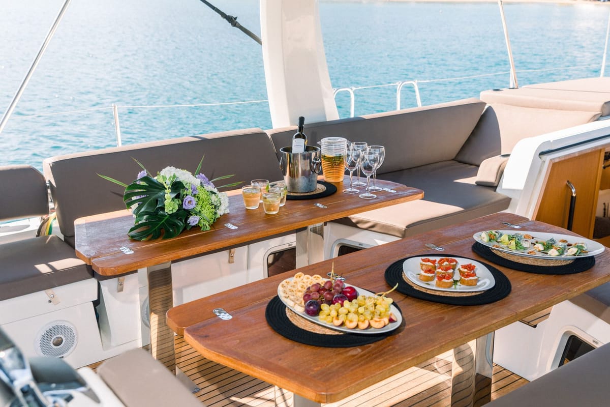 Deck of Euphoria, a Jeanneau 60 sailboat at Municipal Unit of Nea Peramos, Greece