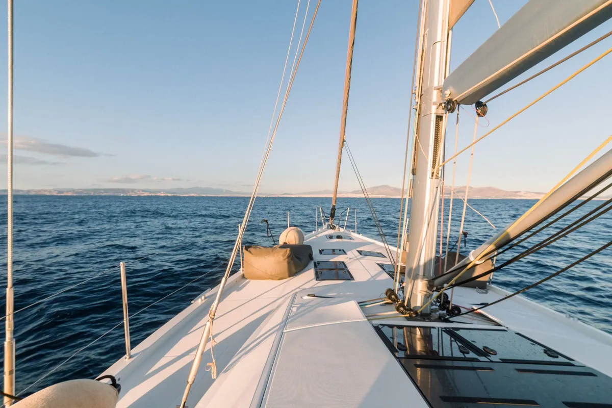 Exterior view of Euphoria, a Jeanneau 60 sailboat at Municipal Unit of Nea Peramos, Greece