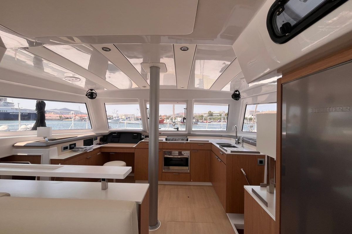 Galley of Wiseas, a Bali Catspace catamaran at Volos Municipality, Greece
