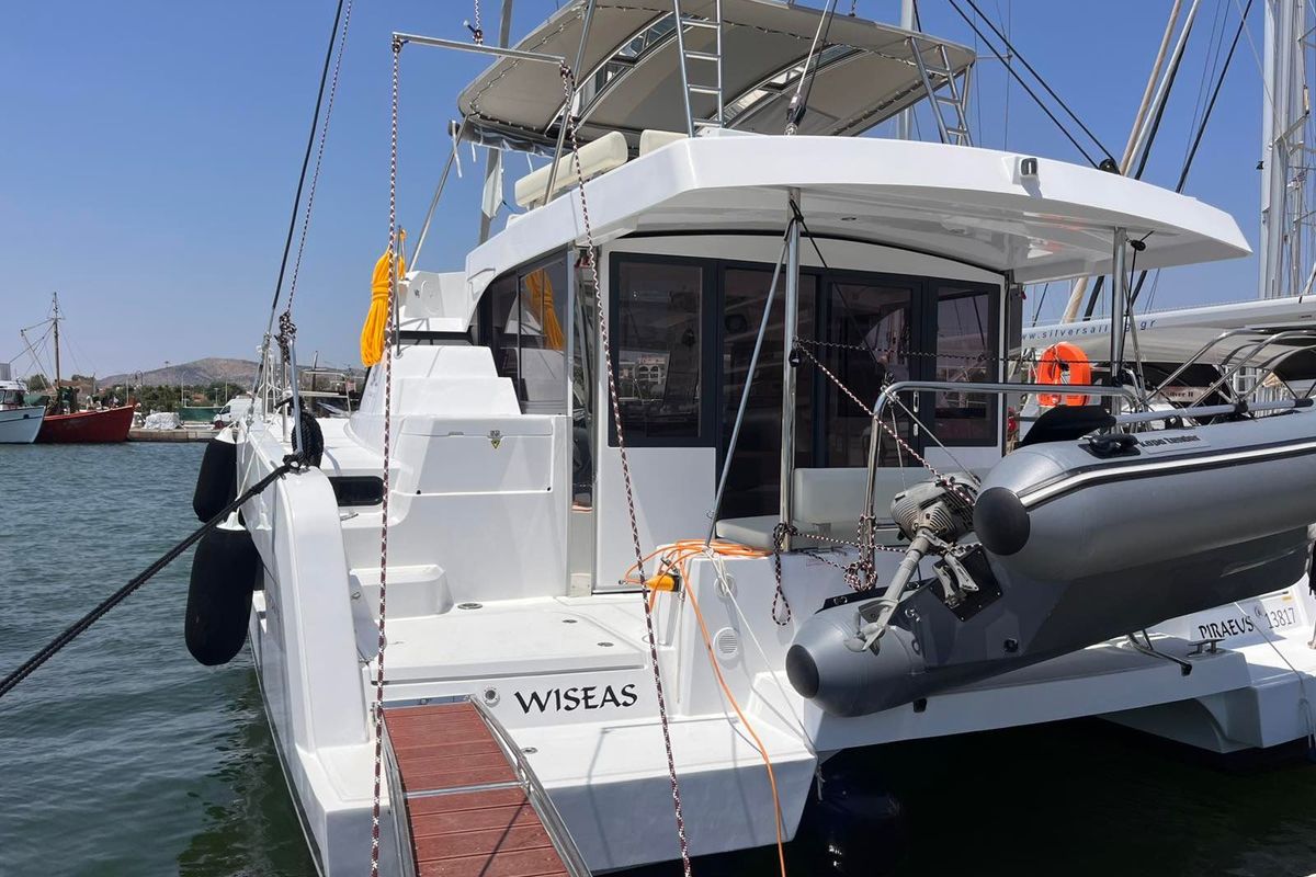 Exterior view of Wiseas, a Bali Catspace catamaran at Volos Municipality, Greece