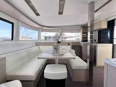 Salon of Westerlund II, a Lagoon 46 catamaran at Salerno, Italy