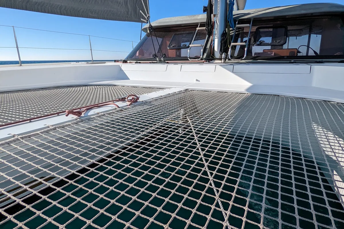 Deck of ORION, a Nautitech 40 Open catamaran at Grad Pula, Croatia