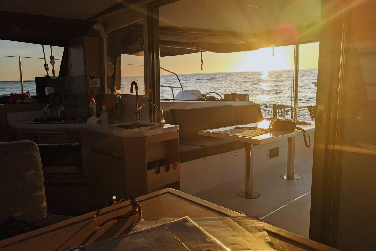 Salon of ORION, a Nautitech 40 Open catamaran at Grad Pula, Croatia