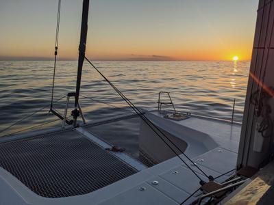Deck of ORION, a Nautitech 40 Open catamaran at Grad Pula, Croatia