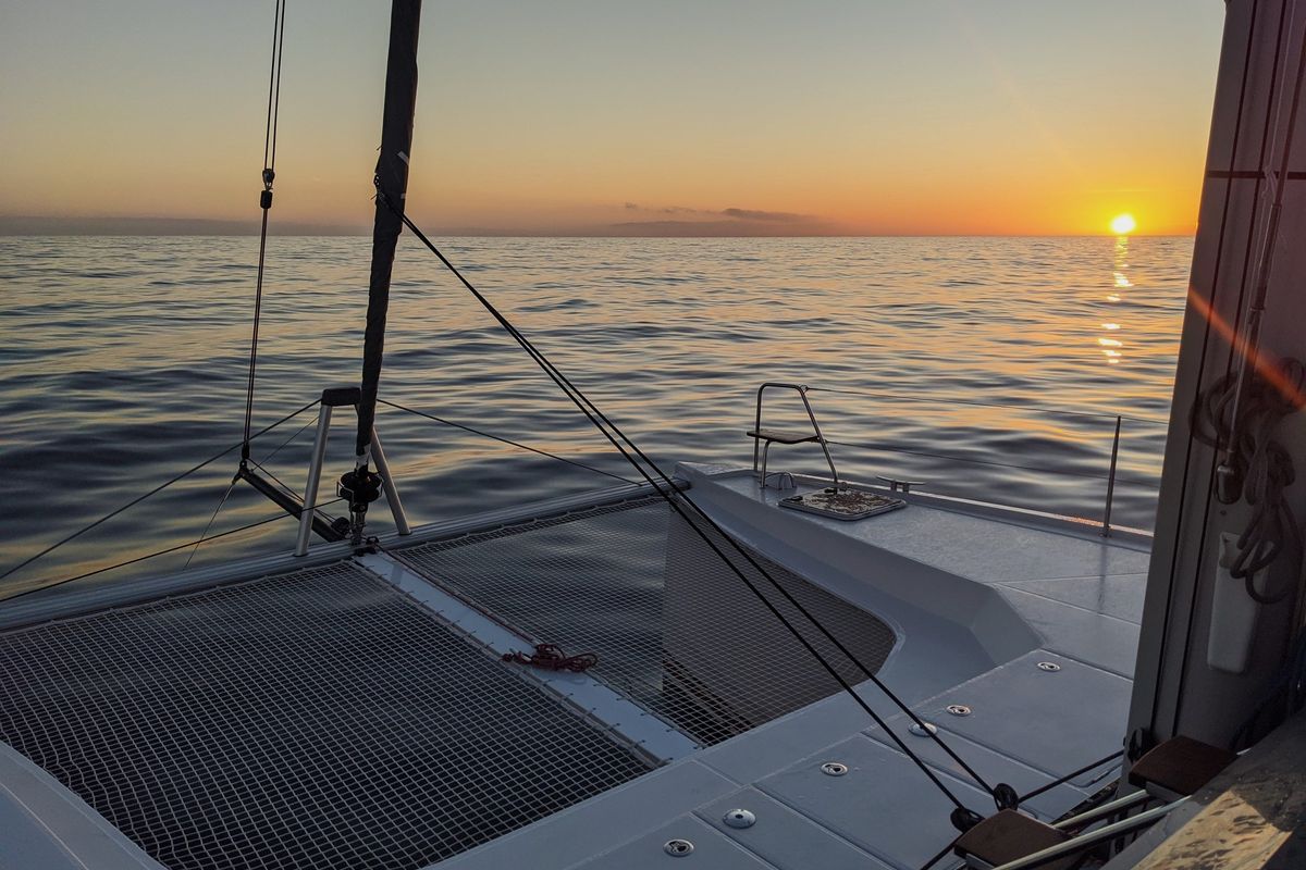 Deck of ORION, a Nautitech 40 Open catamaran at Grad Pula, Croatia