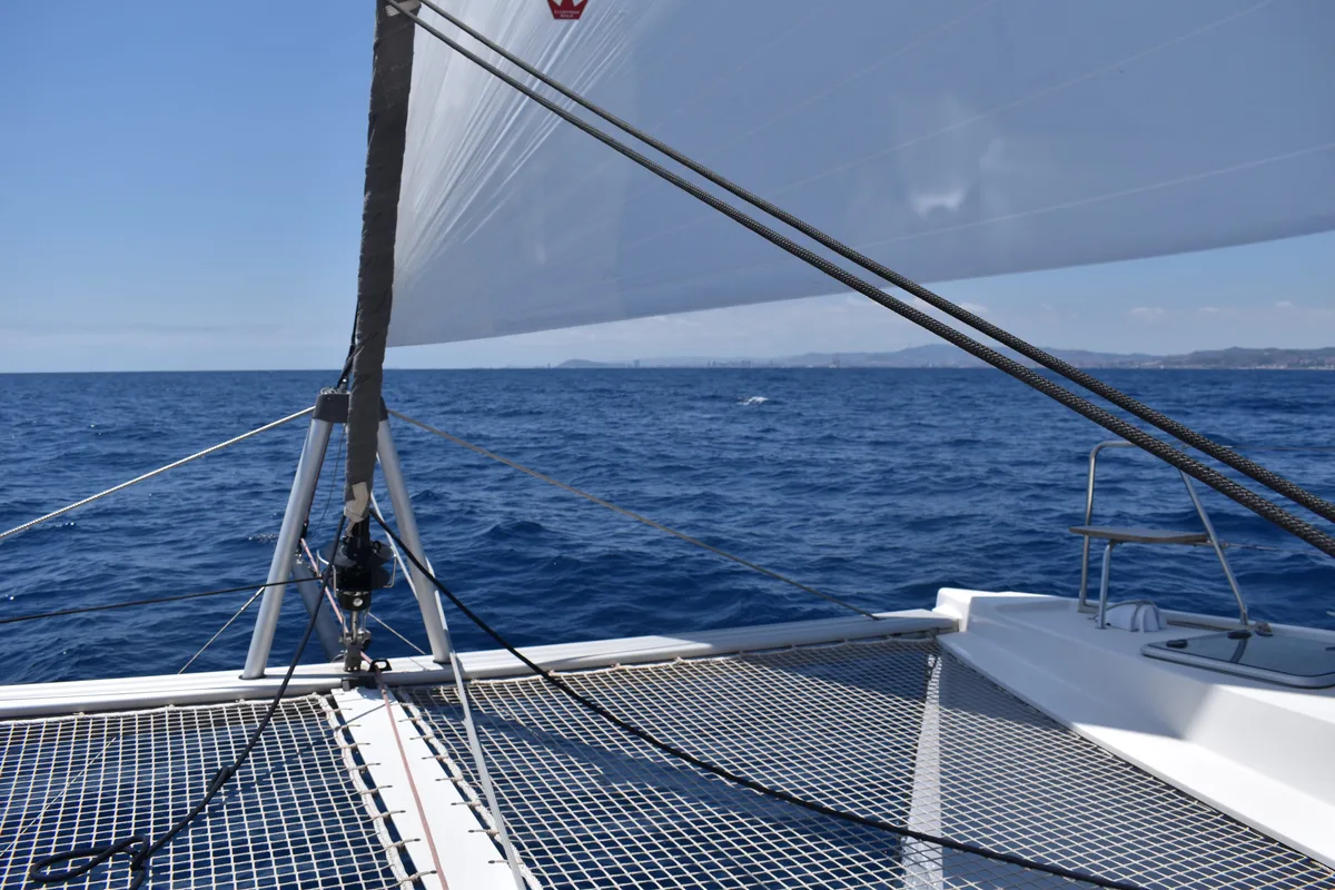 Deck of ORION, a Nautitech 40 Open catamaran at Grad Pula, Croatia