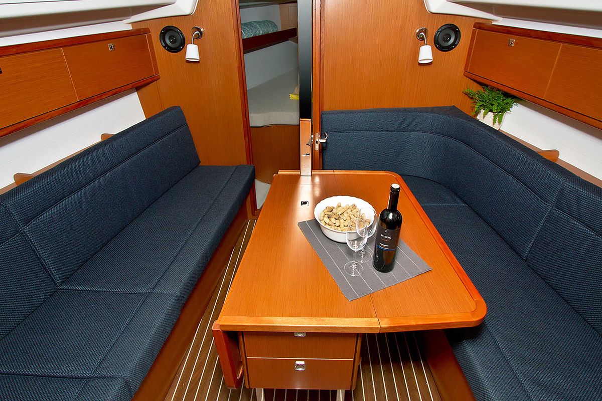 Salon of Lilith, a Bavaria Cruiser 34 sailboat at Split, Croatia