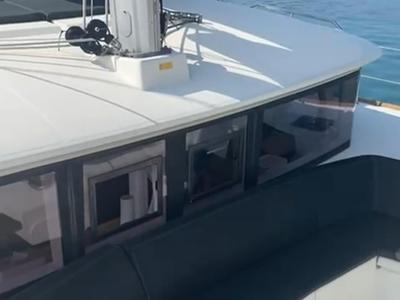 Deck of Martina Tres, a Lagoon 450 Fly catamaran at Sant Antoni de Portmany, Spain