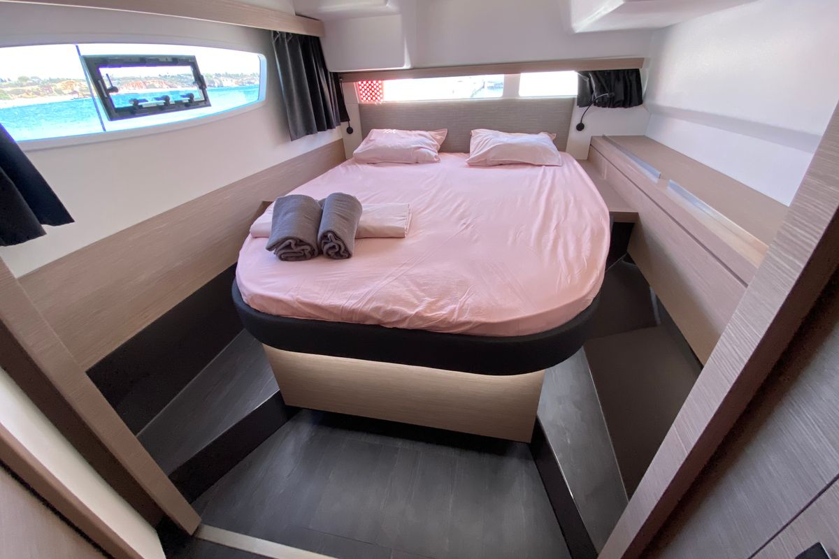 Cabin on Foutaine Pajot Isla 40, a Fountaine Pajot Isla 40 catamaran at Portimão, Portugal