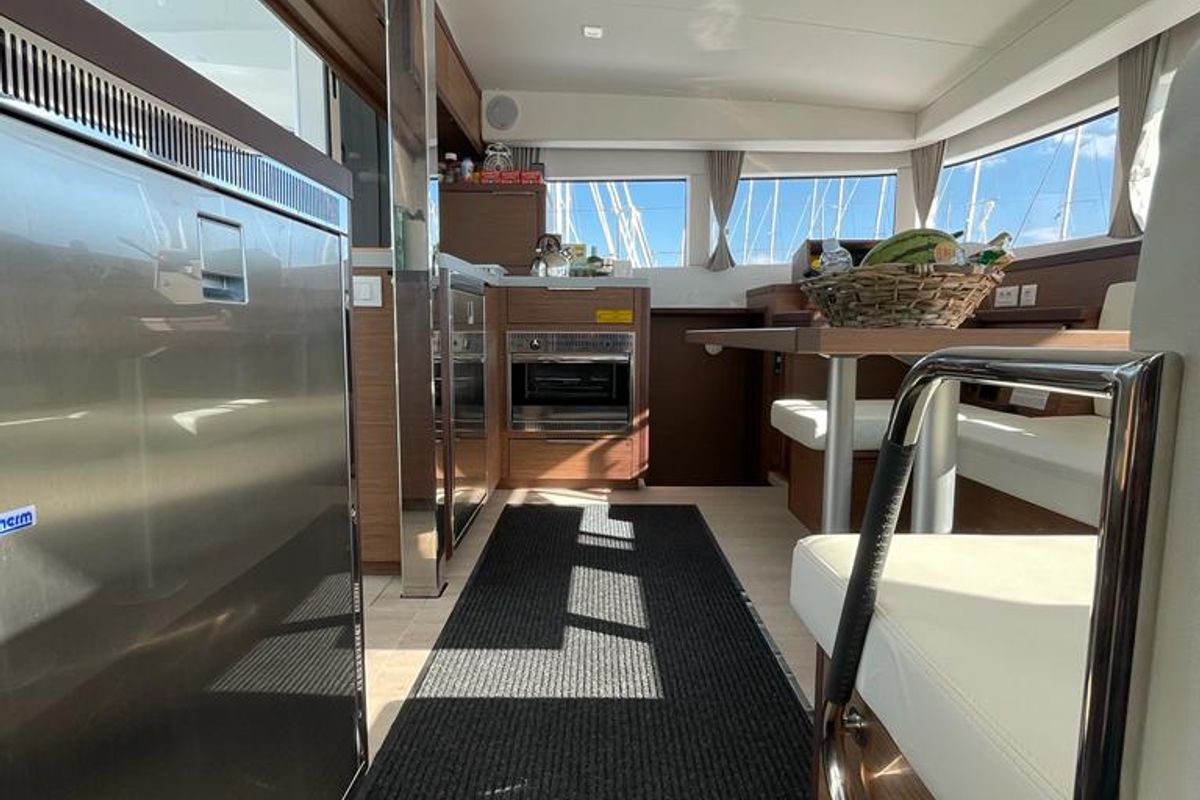 Galley of Fratelli, a Lagoon 40 catamaran at Kontokali, Greece