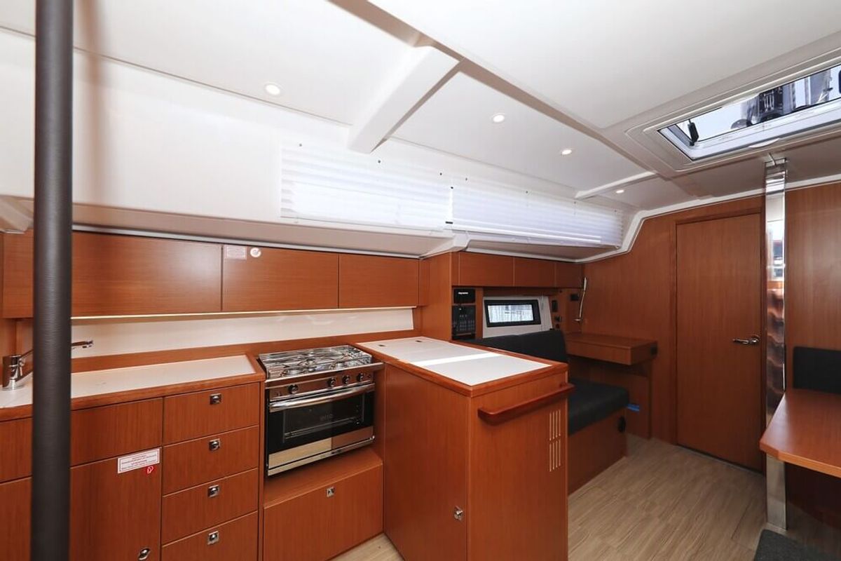 Galley of Blue Note, a Bavaria C38 sailboat at Grad Biograd na Moru, Croatia