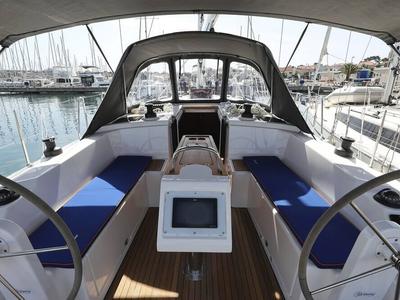 Cockpit of Blue Note, a Bavaria C38 sailboat at Grad Biograd na Moru, Croatia