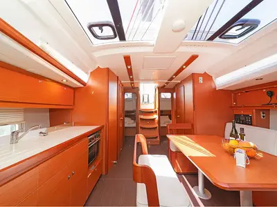 Galley of Ocean Whisper, a Dufour 430 sailboat at Port of Avdira, Greece