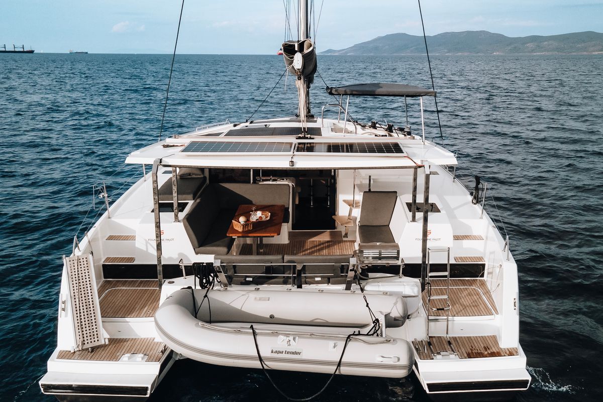 Exterior view of Carpe Vitam, a Fountaine Pajot Isla 40 catamaran at Lavreotiki Municipal Unit, Greece