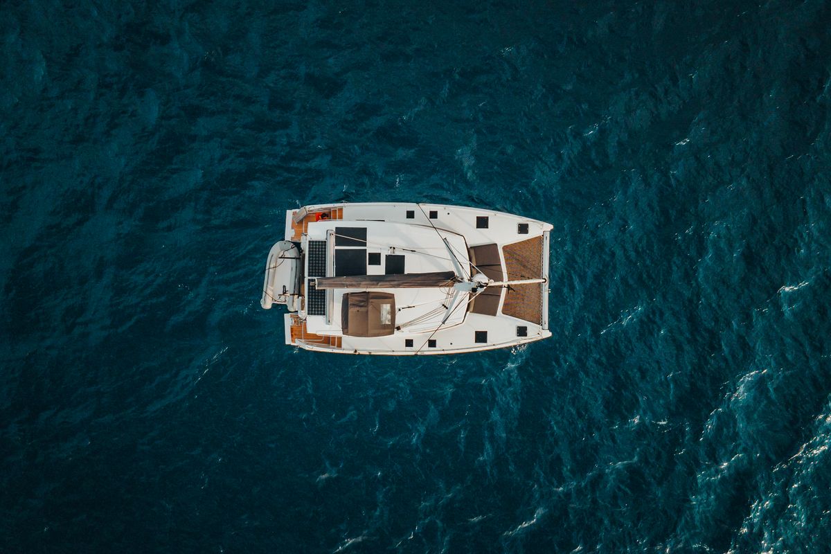 Exterior view of Carpe Vitam, a Fountaine Pajot Isla 40 catamaran at Lavreotiki Municipal Unit, Greece
