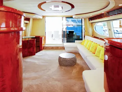 Salon of Ma Bella, a Monte Fino 70 yacht at Castellammare di Stabia, Italy